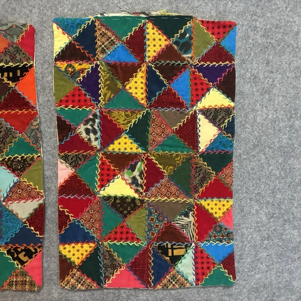Vintage Crazy Quilt Patchwork Pillow Sham Cover Throw Set Cottagecore Top Boho